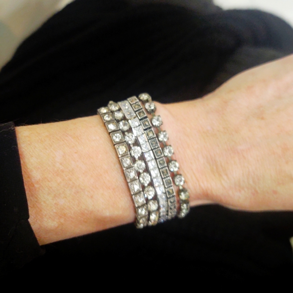 Vintage Marcasite Sterling Silver Tennis Bracelet